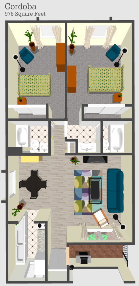 Cordoba 1 Apartment Floor Plan