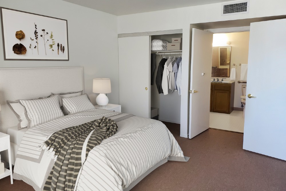 Photo of bedroom in one bedroom apartment at Christian Care Independent Living in Cottonwood