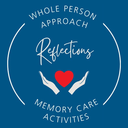 Reflections Memory Care Activities program, icon with heart in hands