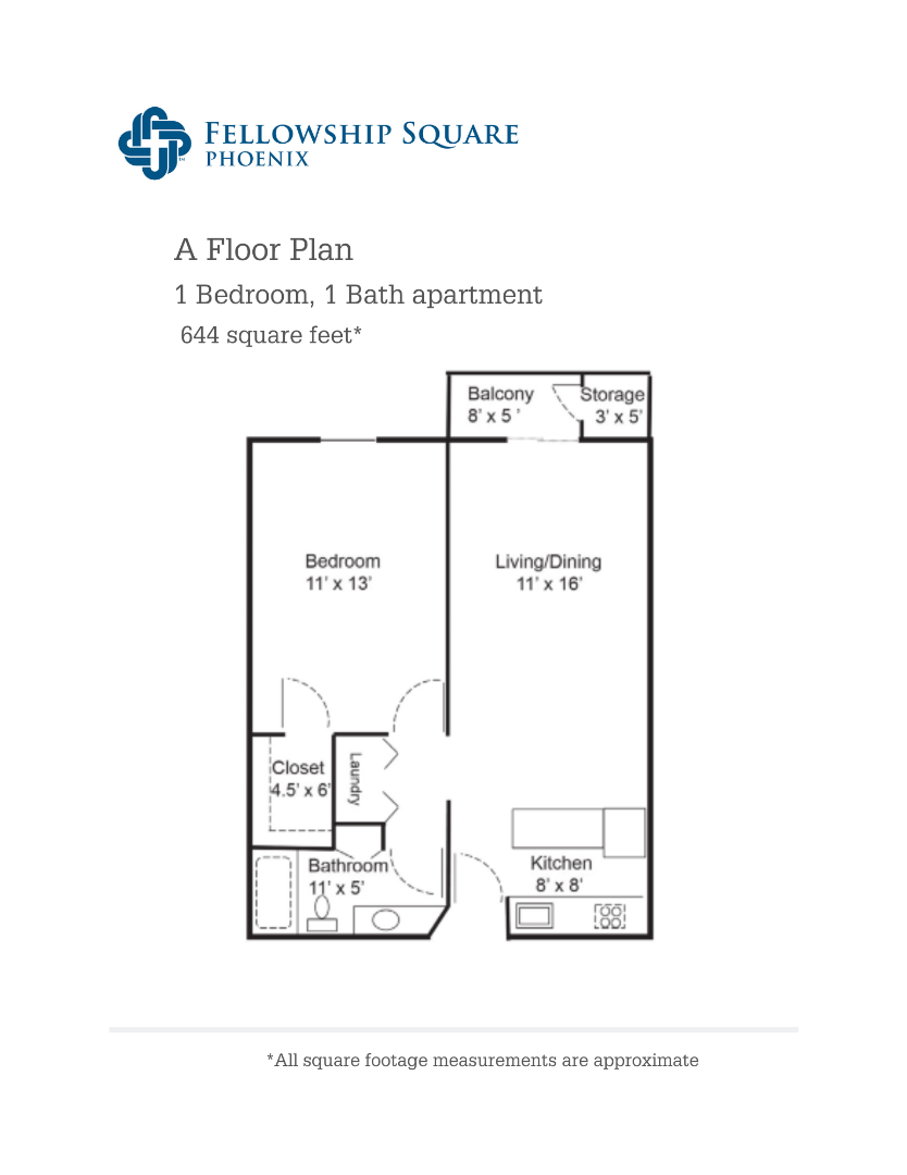 A Floor plan 644 square feet