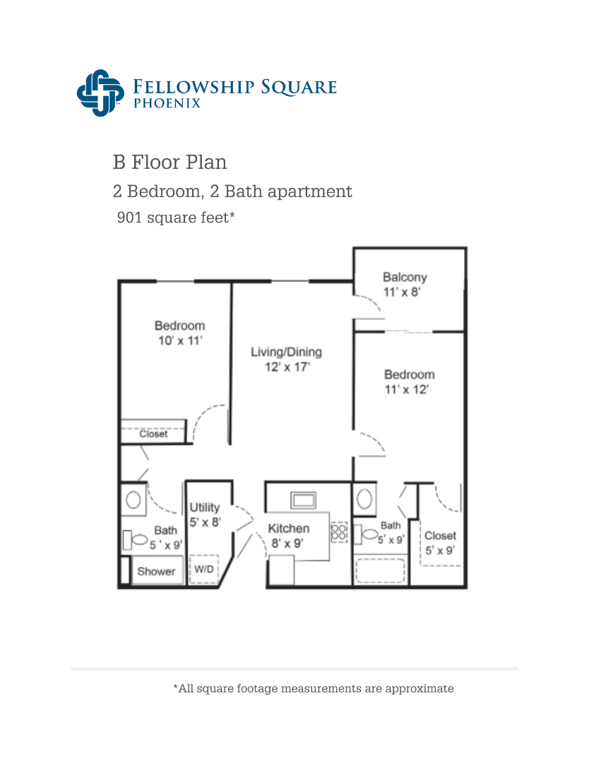 B Floor Plan 901 square feet