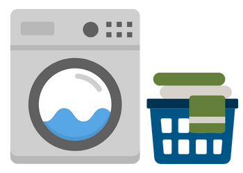 decorative icon of washing machine, in-home care for elderly