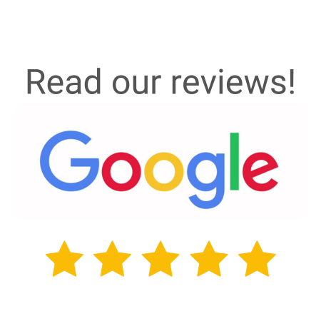 Graphic with text that reads: click to read our reviews on Google